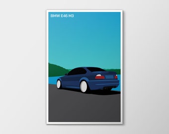 BMW M3 E46 Poster, M3 Poster, BMW Poster, BMW E46 Minimalistic Wall Hanging, M3, Wall Hanging, Digital Download