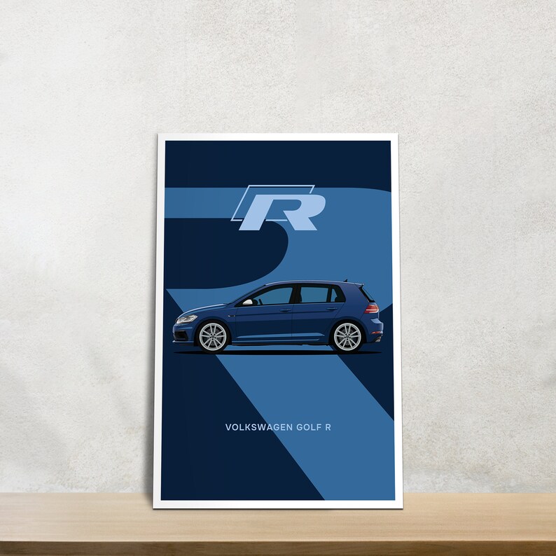 Volkswagen Golf R Poster, VW Golf Wall Art, VW Golf Mk7, Golf Mk7 Wall