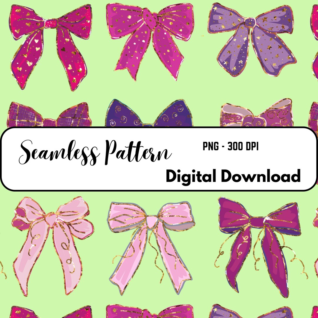 Seamless Bow Pattern | Hand Drawn Ribbon Bows Digital Paper ...