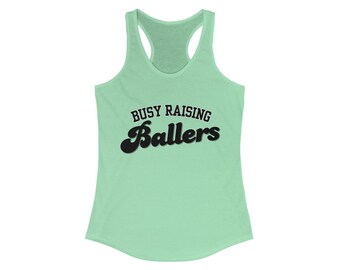 Canotta con retro scollato da donna, Softball, Baseball, Busy Raising Ballers