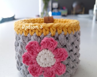 Colourful Basket, Flower Basket, Storage Basket, Handmade Basket, Crocheted Basket, Crocheted Gift, Pen Pot Holder, Birthday Gift