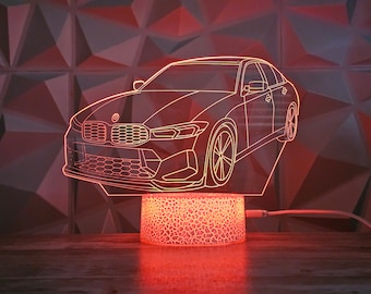 Car Enthusiast Modern Show Car M5 Lamp , Multicolor 3D Illusion, Unique Gift For Him, Personalized Name