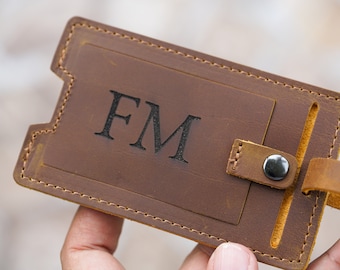 Personalized Leather AirTag Luggage Tag