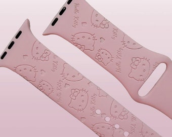 Hello Kitty Pattern Watch band Silicone Apple Watch Bands, gift, Holidays, Anniversary, Birthday, Mothers day