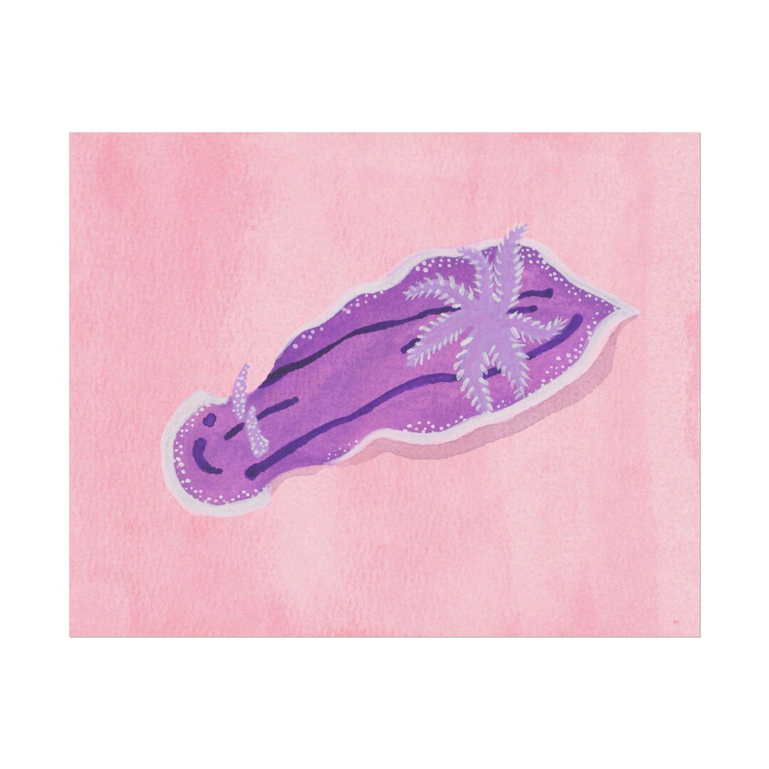 Purple Sea Slug Textured Watercolor Matte Poster - Etsy