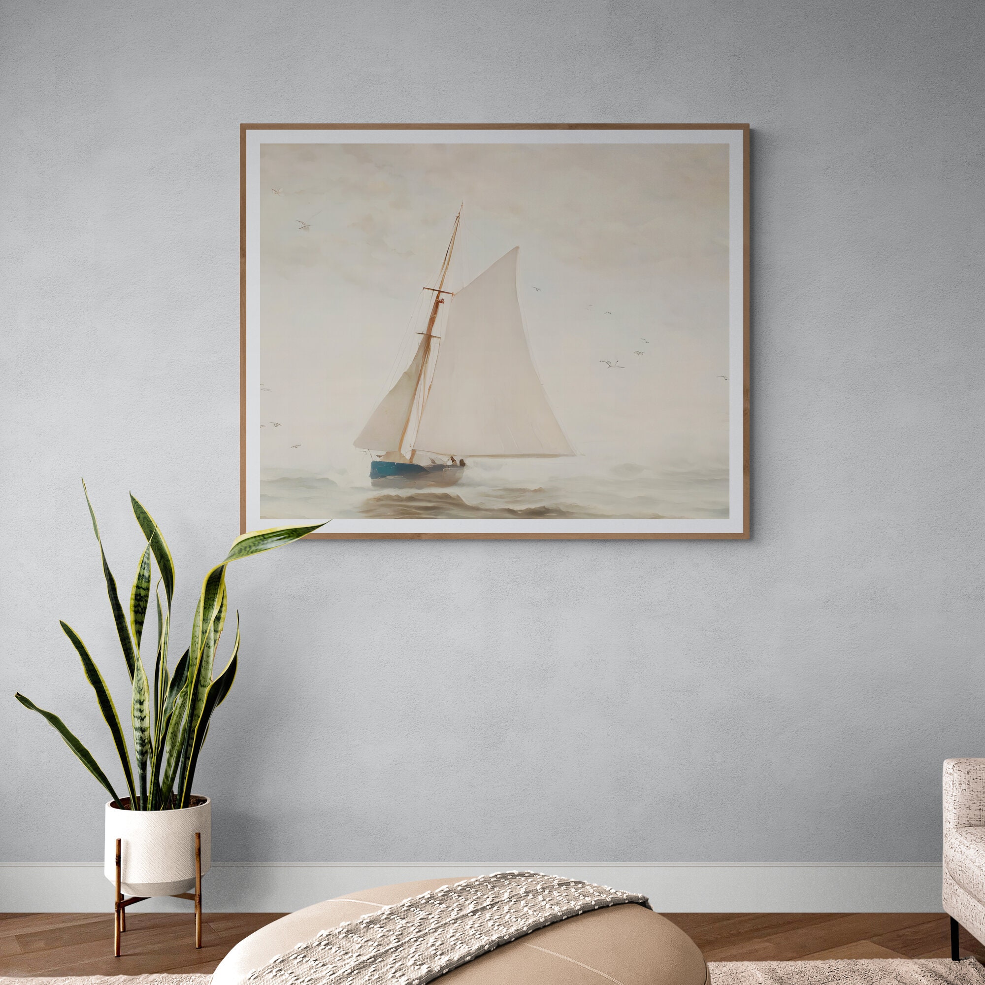 Vintage Sailboat Watercolor Art Mediterranean Coastal Painting - Etsy