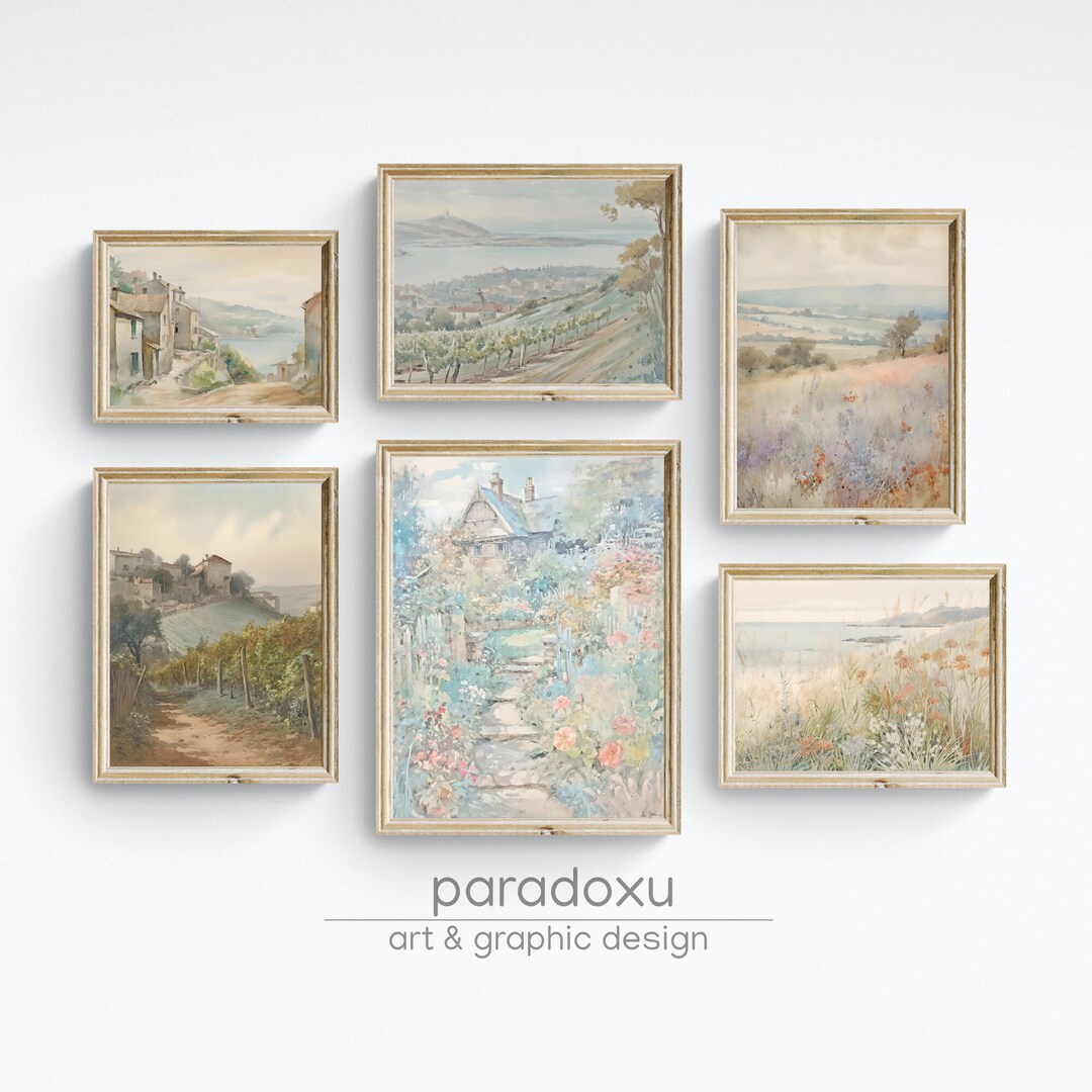 Set of 6 Vintage French Country Wall Art Prints Cottagecore Etsy