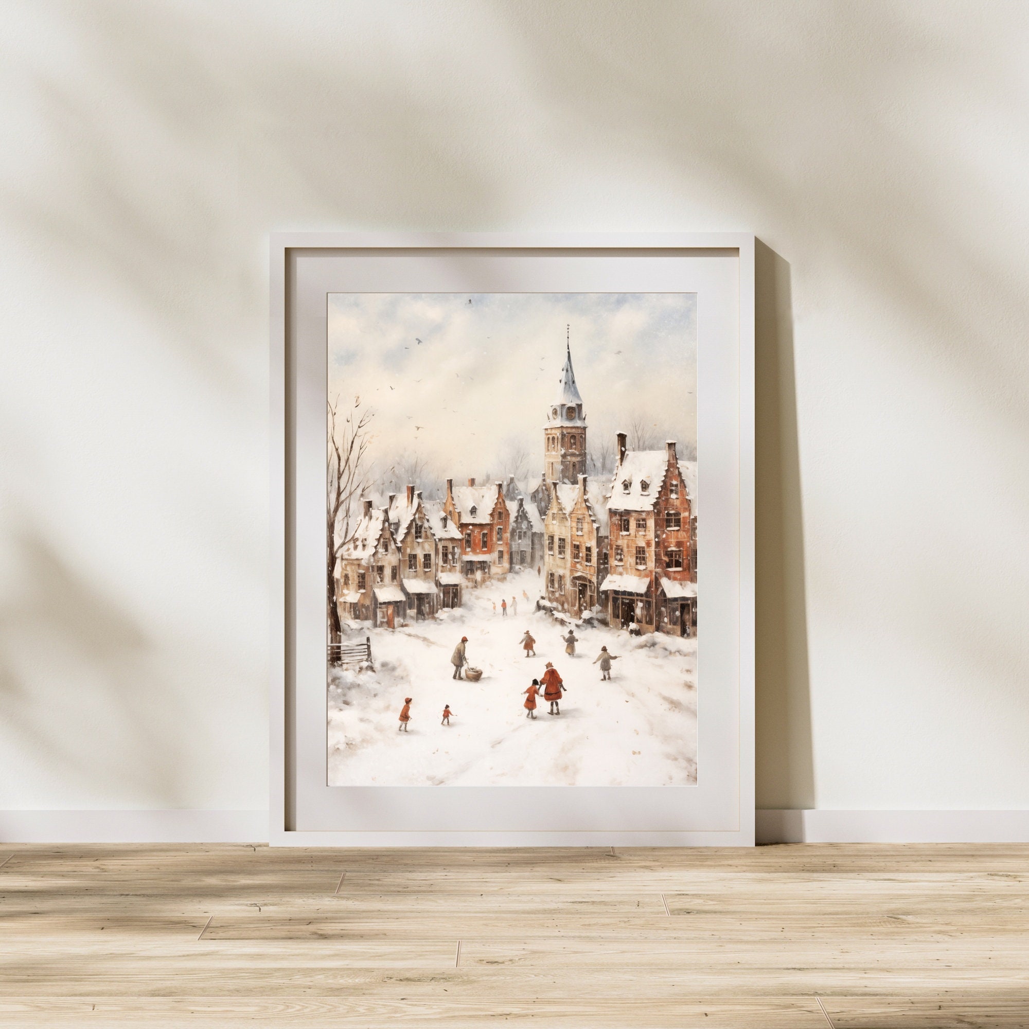 Winter Village Printable Wall Art Vintage Winter Landscape - Etsy