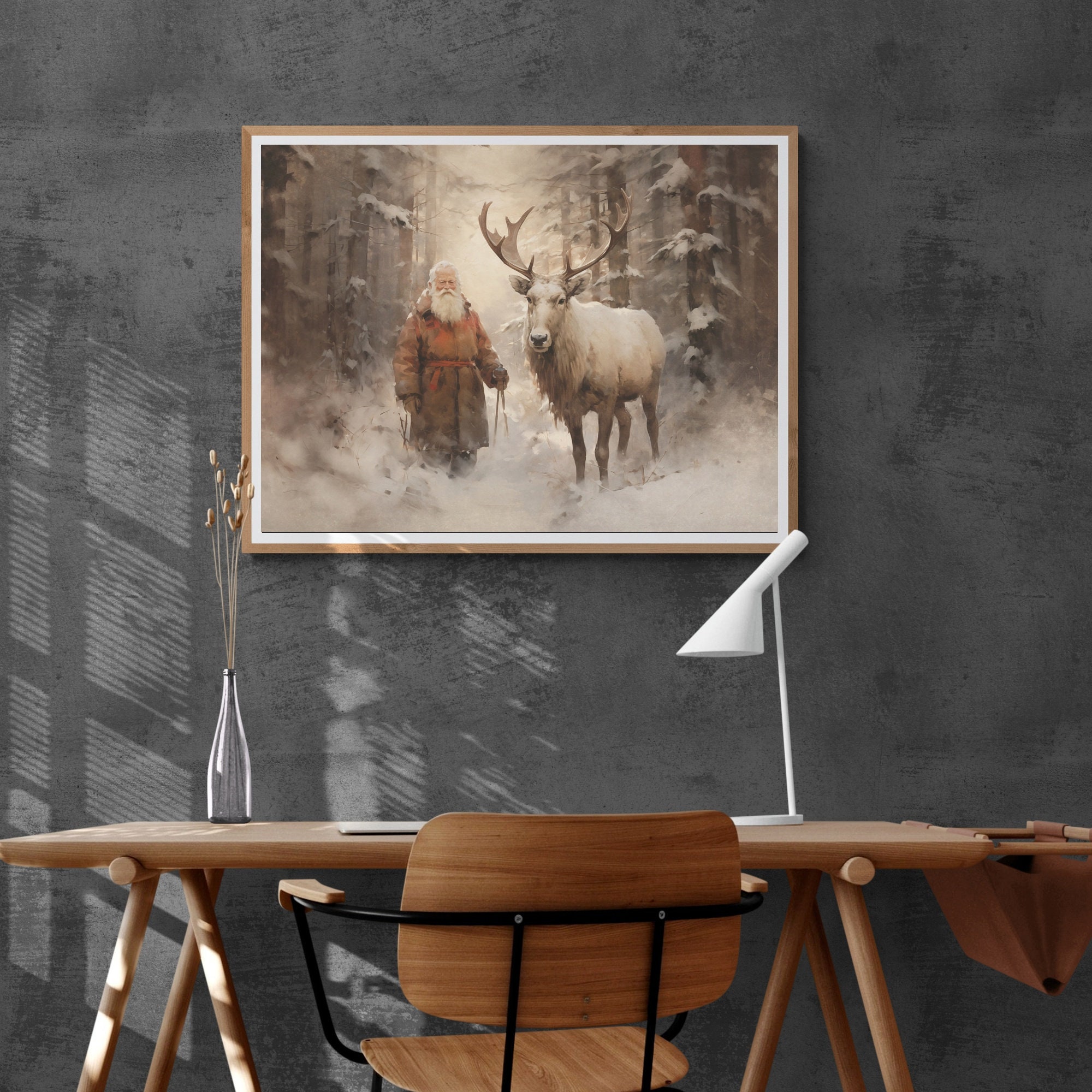 Framed Canvas Wall Paintings - Reindeer Mountain - Aesthetic Prints for  Interior Décor, 3 Panel Set - Kroger
