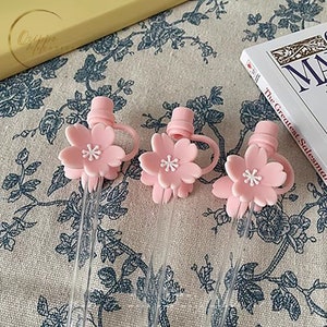 6 PCS Straw Covers Cap with 6 Reusable Drinking Straws,6-8mm Cute Flowers  Fruit Straw Toppers for Normal Cup Silicone Straw Tip Covers Kawaii  Drinking