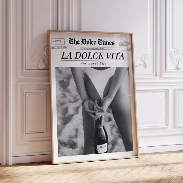 La Dolce Vita Print, Newspaper Print, Trendy Wall Art, Italian Summer Art, Aesthetic poster | Trendy Wall Art Vintage, Printable Wall Art