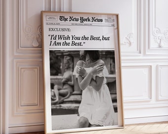 Trendy Newspaper Print, New York News Wall Art Poster, Magazine Headline, Vintage Bar Cart, Girly It Girl Retro | Printable Wall Art