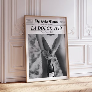 ラ・ドルチェ・ヴィータのプリント、新聞プリント、トレンディなウォールアート、イタリアの夏のアート、美的ポスター | トレンディなヴィンテージウォールアート、印刷可能なウォールアート
