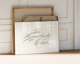 Homebody Club Wand Kunst Druck, Horizontale, Neutrale Minimal Wand Kunst, Über dem Bett Wanddekor | Aesthetische Wohnung | Druckbare Instant Download
