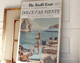 Newspaper Print, Dolce Far Niente, La Dolce Vita, Italian Summer Wall Art Magazine Headline | Trendy Wall Art Vintage, Printable Wall Art