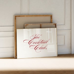 Cocktail Club Retro Wand Kunst Druck, Horizontale Alkohol Wand Kunst, Barwagen, Minimalistisch | Aesthetische Wohnung | Druckbare Instant Download