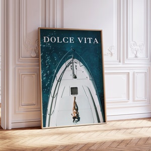 Impresión de revista Dolce Vita, arte mural de periódico retro, impresión costera, Italia, titular/arte mural de moda vintage, arte mural imprimible
