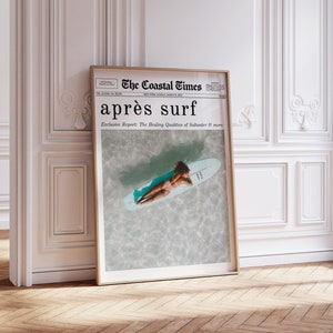 Küstendruck, Surf Poster, Apres Surf, Strandbild, Ozean, Zeitungsdruck, Überschrift | Blaue Western, Retro Surfen | Druckbare Kunst