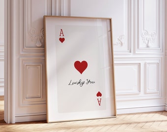 Hartenaas-print: Lucky You Retro slaapzaaldecoratie (digitale download)