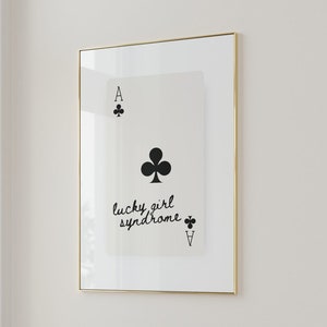 Lucky Girl Syndrome Playing Cards Wall Art Dorm Decor Trendy Ace Of Hearts / Preppy Retro Vintage Poster / Minimalist Imprimible Wall Art
