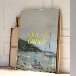 Coastal Beachy Wall Art Office art, Retro poster, Out of Office, Magazine Print | Vintage Bar Cart Art, Italian Summer | Instant Download