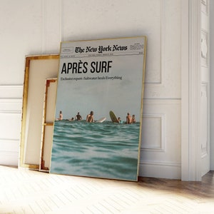 Coastal Newspaper Print, Apres Surf, Coastal Cowgirl Surf wall print, Beachy wall art  | Beach print, Retro | Printable Wall Art