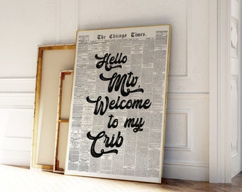 Hi MTV, Welcome to my Crib Print, Retro Newspaper, Trendy Wall Art, Typography Poster, Apartment Aesthetic, Printable | Instant Download