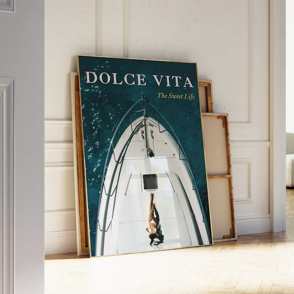 Dolce Vita Magazine Print, Retro Newspaper Wall art, Coastal Print, Italy, Headline | Trendy Wall Art Vintage, Printable Wall Art