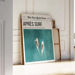 Coastal Newspaper Print, Apres Surf, Coastal Cowgirl Surf Poster, Beachy wall art  | Beach Western, Retro Surfing | Printable Wall Art