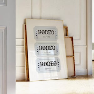 Küsten Wand Kunst Druck, Rodeo Ticket, Trendy Küsten Cowgirl, Blaues Ticket Rodeo Wand Poster, | Western Wall Art, druckbare Wandkunst