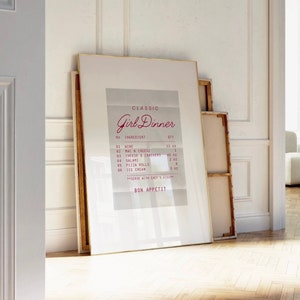 Trendy wall art, Girl Dinner Print, Retro Wall Art  Poster | Apartment aesthetic Decor, Guest Check | Instant Downlo