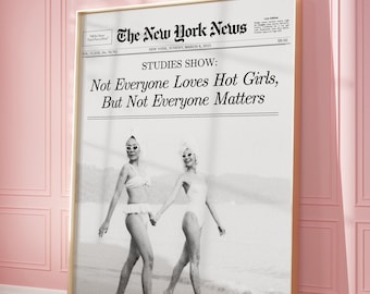 Trendy New York News Wall Art, Newspapers Print, Hot Girls | That Girl Vintage Bar Cart, It Girl Dorm Retro Wall Art | Instant Download
