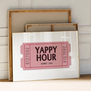 Yappy Hour Print, Happy Hour Bar Cart Wall Art, Bar Cart Printable, Retro Cocktail Art, Party Drink Sign, Instant Digital Download