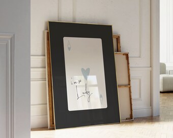Lucky Girl Syndrome Wall Print Trendy Ace Of Hearts, Light Blue | Im so Lucky | Vintage Minimalist art | Playing Cards | Instant Download