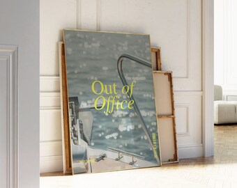 Minimal Retro Coastal Wall Art, Out of Office, Newspapers Magazine Print | Vintage Bar Cart Art, Italian Summer Wall Art | Instant Download