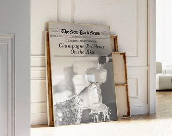 Arte de parede Swiftie, impressão de jornal, problemas de champanhe Arte de parede de jornais | Arte de parede retrô Taylor, impressões de parede da moda, download instantâneo