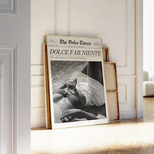 Newspaper Print, Dolce Far Niente, La Dolce Vita, Italian Summer Wall Art Magazine Headline | Trendy Wall Art Vintage, Printable Wall Art