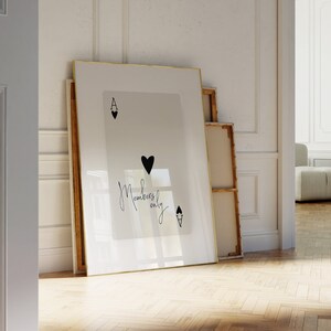 Trendy Ace Of Hearts | Members Only | Wall Art Retro Vintage | Minimalist art | Playing Cards Print | Instant Download