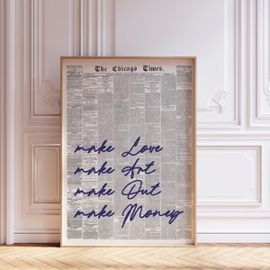 Kunst aan de muur kranten, funky esthetische muurkunst, vrijen maken kunst citaat print, trendy kunst aan de muur, slaapzaal decor kunst aan de muur | Digitale afdruk
