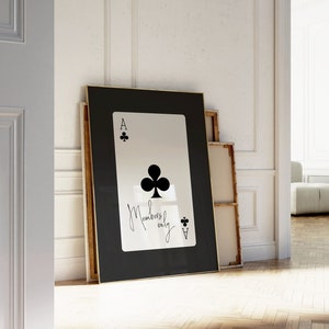 Playing Cards Wall art Print, Lucky Girl Syndrome Trendy Ace Of Hearts | Members Only" | Minimalist art | Playing Cards | Instant Download