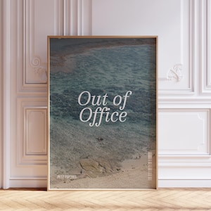 Trendy Beachy Wall Art, Coastal Minimal trendy wall art print, Out of Office, Newspaper Magazine Print | Office Wall Art | Instant Download