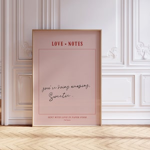 Love Note Wall art, Impresión estética de coqueta de moda, Carta de amor, Arte de pared rosa, Decoración de dormitorio universitario, Arte vintage retro / Descarga instantánea