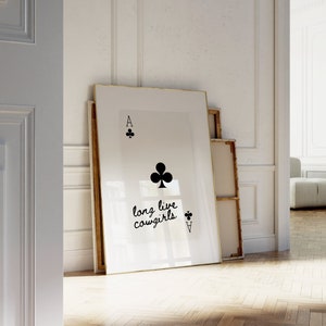 Cowgirl Playing Cards Wall Art, Coastal Trendy, Long Live Cowgirls  Print, Ace Of Clubs  | Lucky You | Dorm Minimalist | Printable Wall art