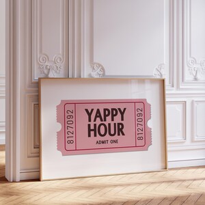 Yappy Hour Print, Happy Hour Bar Cart Wall Art, Bar Cart Printable, Retro Cocktail Art, Party Drink Sign, Instant Digital Download
