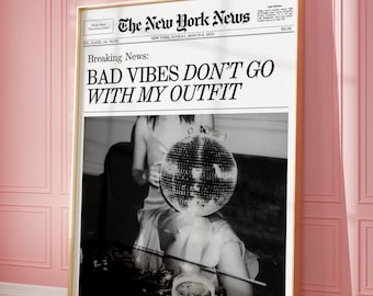 Trendige Zeitungen Print, New York Magazin Cover, Mode Ikone Poster, Disco Wandkunst, Vintage Barwagen, Preppy Decor | Sofort Download