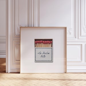 Matchbox-print kust, muurposter La Dolce Vita, Italië Trendy muurkunst, blauwe retrodecor, afdrukbare minimalistische poster | Direct downloaden