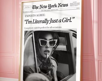 Trendy Newspaper Print Funny New York Wall Art Retro Magazine Poster, Bathroom Wall Print, Girly Dorm Room Retro Decor | Instant Download