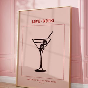 Trendy Pink Wandkunst, Martini Wandkunst, Girly Poster, Kokette Liebesnote, Liebesbrief, Pink Wandkunst, College Dorm Decor | Sofort Download