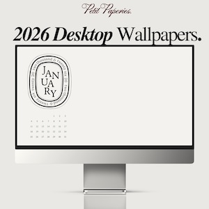 2026 Desktop Calendar Wallpapers 2025-2026 | Minimalist Modern Simple design, Neutral Boho Beige | Mac and Windows | Set of 12 Months
