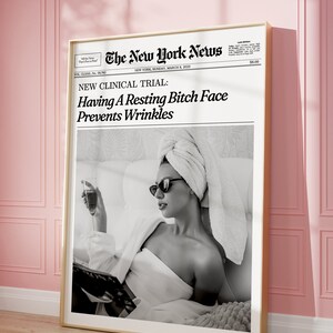 Trendy Newspaper Print: Girly Wall Art, New York News Dorm Decor, Retro Wall Art | Instant Download image 4
